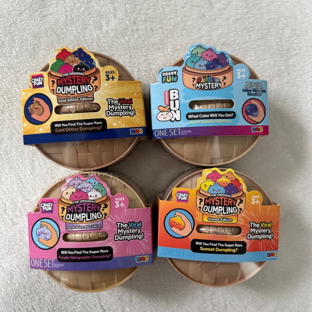 4 RMS Five Below Mystery Squishy Dumpling Golden Glitter Rainbow Sunset Edition